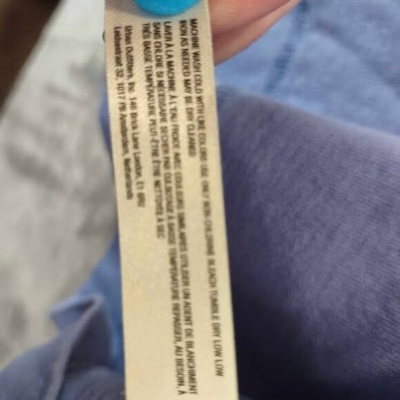 FP Beach Blue Tie Shoulder Dress S Soft 100% Cotton Boho Cottagecore Sundress‎ - Picture 8 of 10